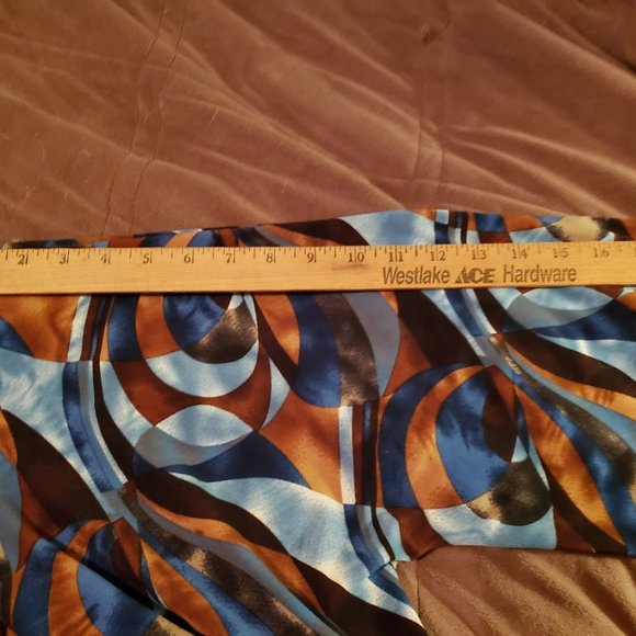 Susan Lawrence Tunic Top 1x brown teal bronze black slinky spandex - Picture 7 of 8